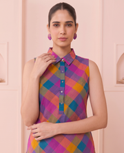 Multicolor Handloom Cotton Checks Co-ord Set