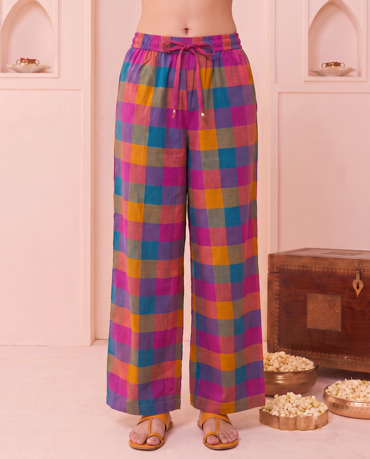 Multicolor Handloom Cotton Checks Co-ord Set