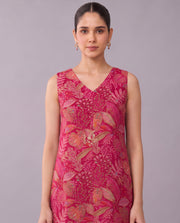 Pink Floral Printed V-Neck Kurta & Palazzo Set Co-ords Set