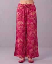 Pink Floral Printed V-Neck Kurta & Palazzo Set Co-ords Set