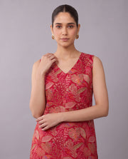 Red Floral Printed V-Neck Kurta & Palazzo Set Co-ords Set