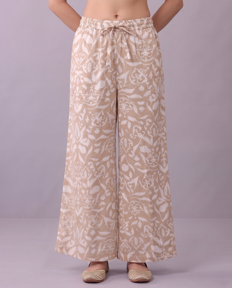Beige Printed Kurta Pant Elegant Co-ord