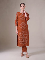 Rust Bandhani Print Co-Ord Set