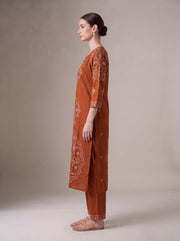 Rust Bandhani Print Co-Ord Set
