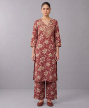 Deep Rose Pink Floral Embroidery Co-ords Set