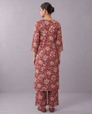 Deep Rose Pink Floral Embroidery Co-ords Set