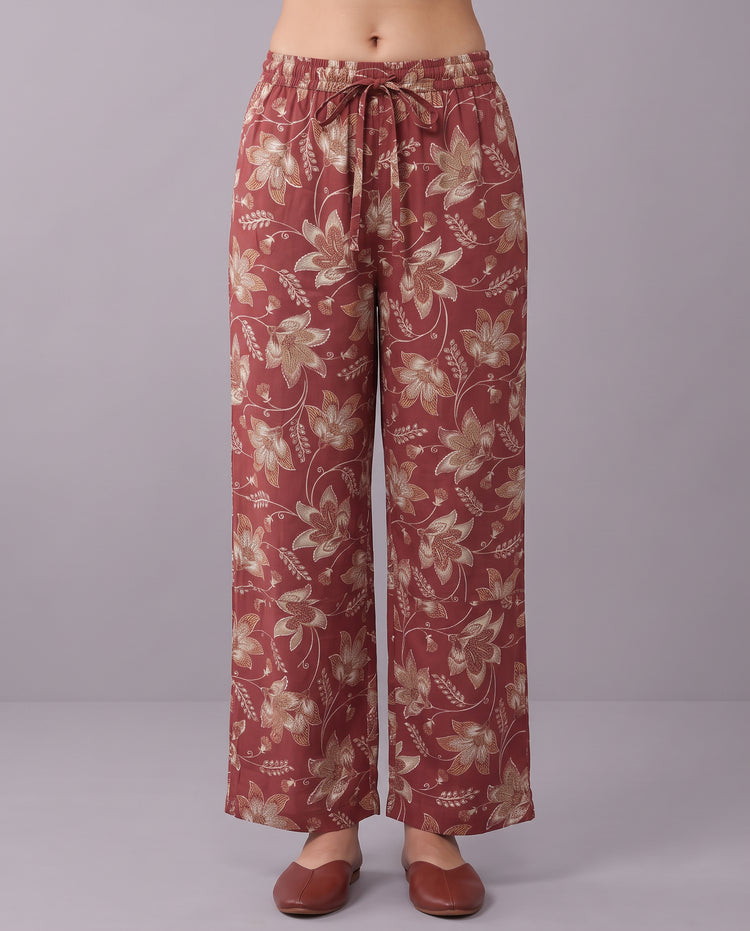 Deep Rose Pink Floral Embroidery Co-ords Set