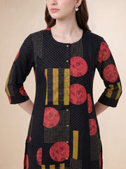 Black Floral Printed Pure Cotton Co-ord Set
