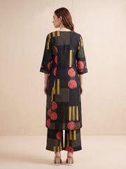 Black Floral Printed Pure Cotton Co-ord Set