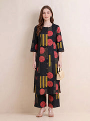 Black Floral Printed Pure Cotton Co-ord Set