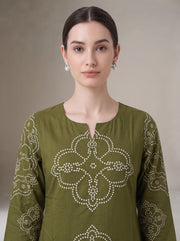 Light Olive Green Bandhani Print Co-Ord Set