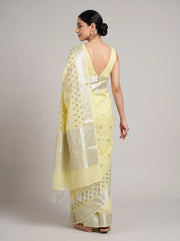 Light Yellow Linen Woven Saree