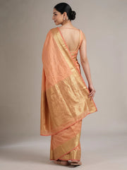 Warm Orange Munga Kota Cotton Banarasi Embroidered Saree