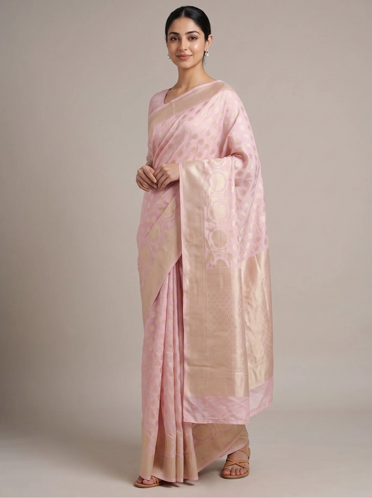 Baby Pink Chanderi Cotton Saree