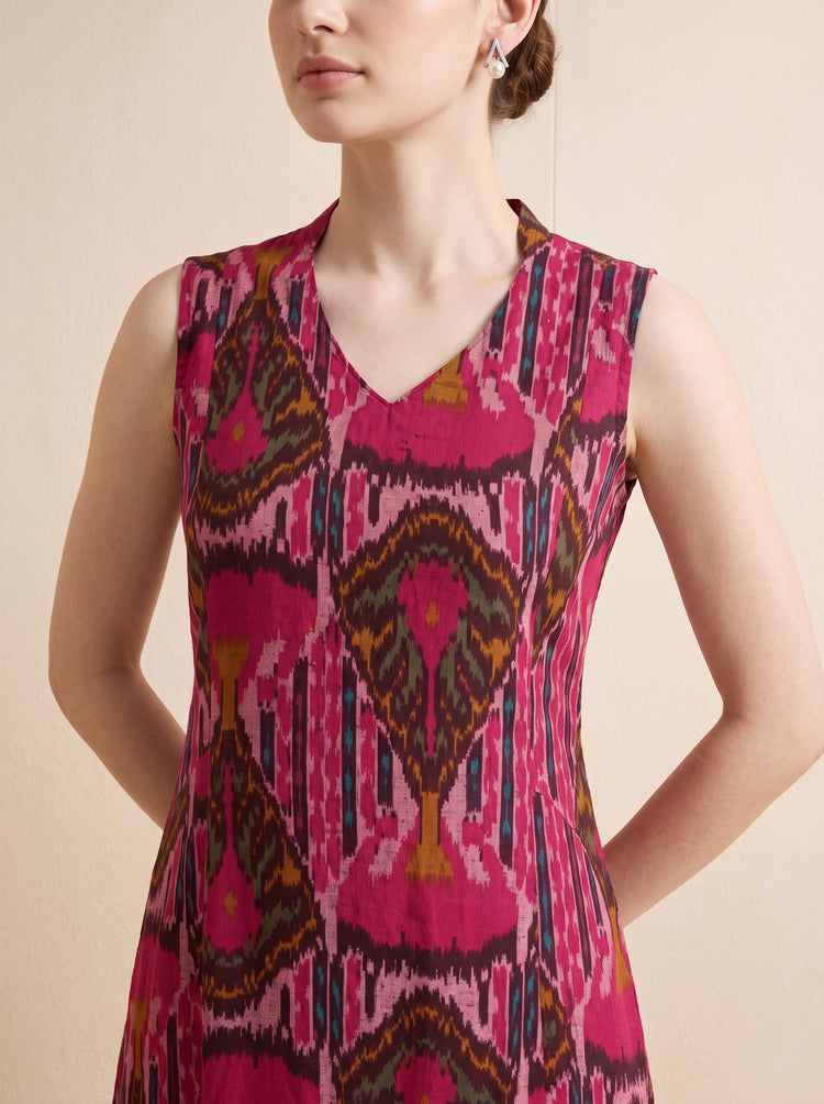 Pink Pure Cotton Medallion Print Straight Kurta
