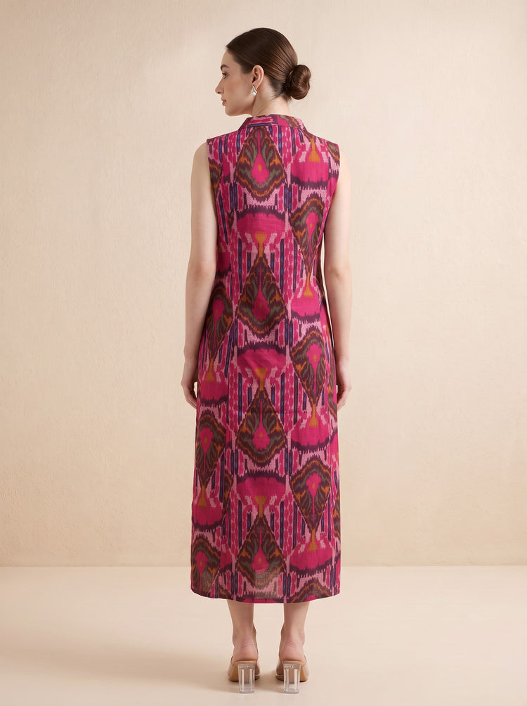 Pink Pure Cotton Medallion Print Straight Kurta