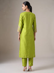 Lime Green Kashmiri Aari Embroidery Co-ord Set