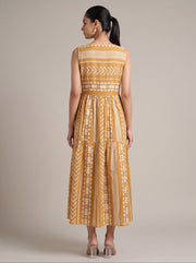 Peach Pure Cotton Tribal Geometric Pattern Kurta