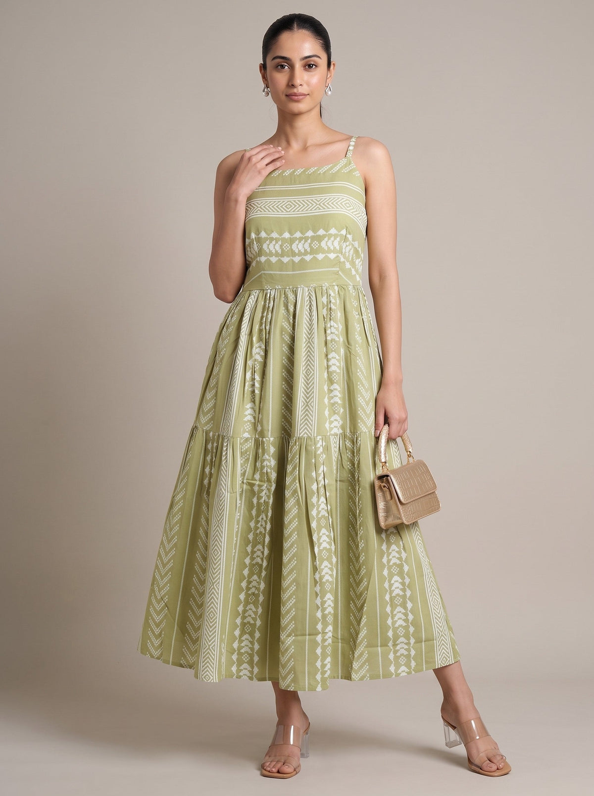 Soft Light Green Pure Cotton Tribal Geometric Pattern Kurta