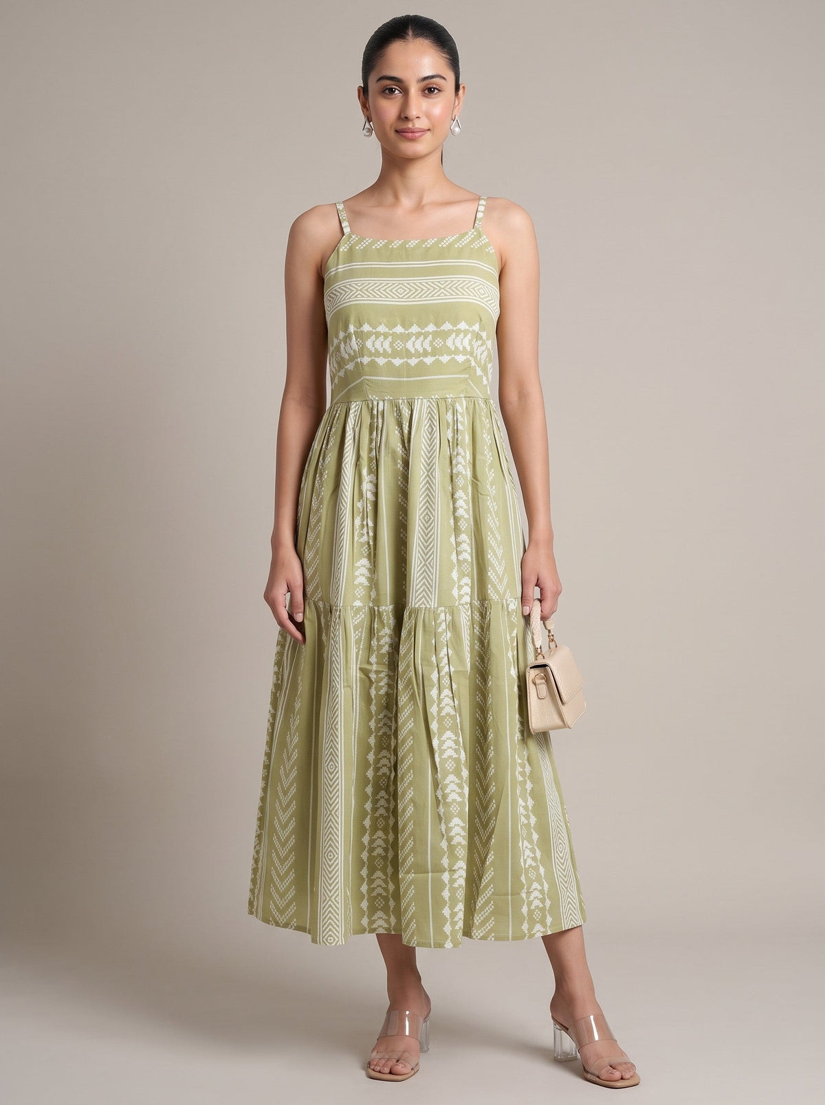 Soft Light Green Pure Cotton Tribal Geometric Pattern Kurta