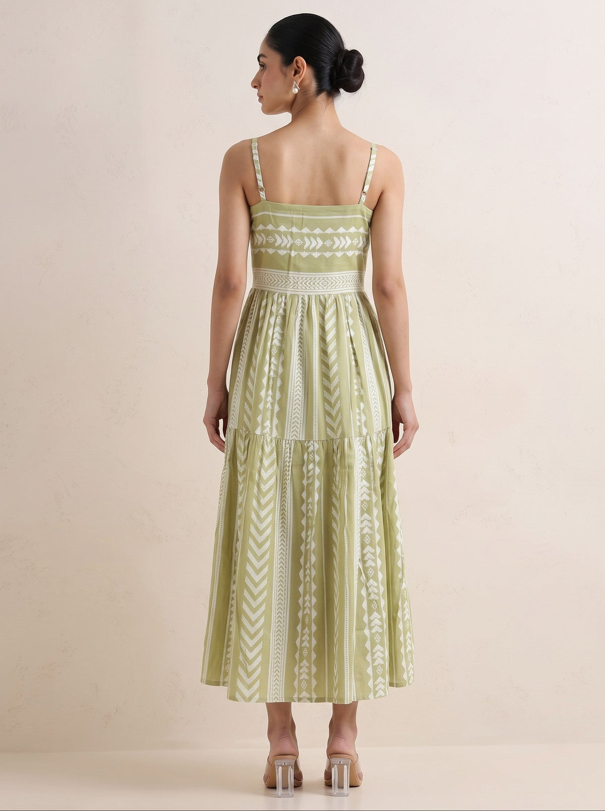 Soft Light Green Pure Cotton Tribal Geometric Pattern Kurta