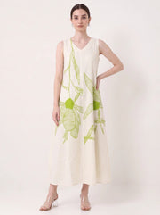 Off White Pure Cotton Floral Print Kurta