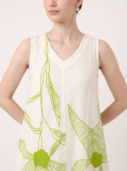 Off White Pure Cotton Floral Print Kurta