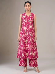 Pink Cotton Printed A-Line Co-ord Set