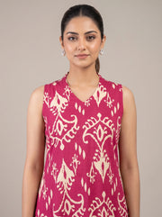 Pink Cotton Printed A-Line Co-ord Set