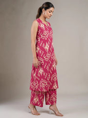 Pink Cotton Printed A-Line Co-ord Set