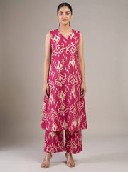 Pink Cotton Printed A-Line Co-ord Set