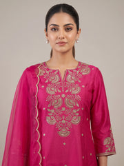 Rani Pink Embroidered Straight Ethnic Suit Set