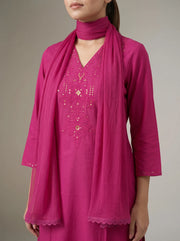 Rani Pink Embroidered Straight Ethnic Suit Set