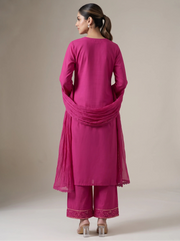 Rani Pink Embroidered Straight Ethnic Suit Set