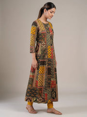 Black Printed Straight Kurta
