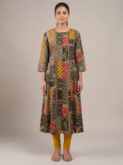 Black Printed Straight Kurta
