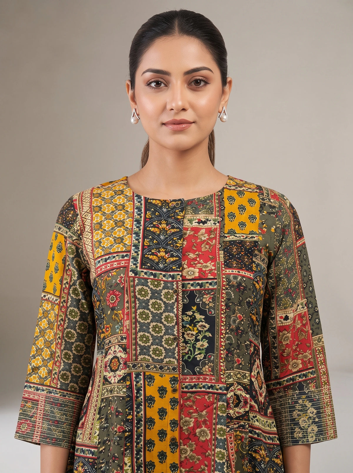 Black Printed Straight Kurta