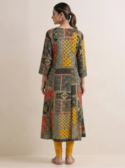 Black Printed Straight Kurta