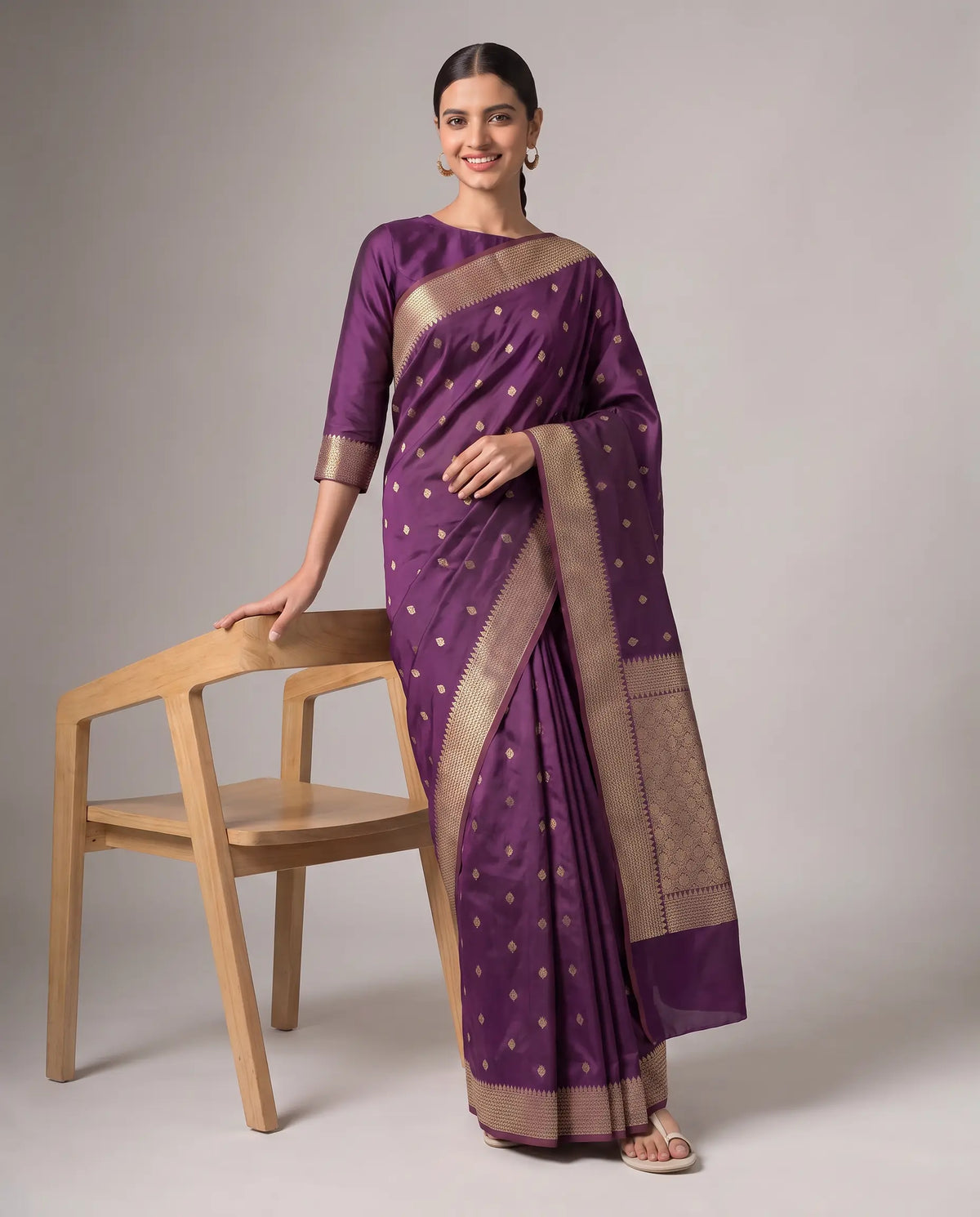 Dark Purple Fancy Silk Zari Butti Saree