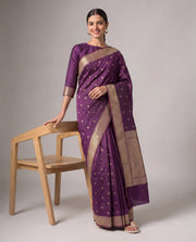 Dark Purple Fancy Silk Zari Butti Saree