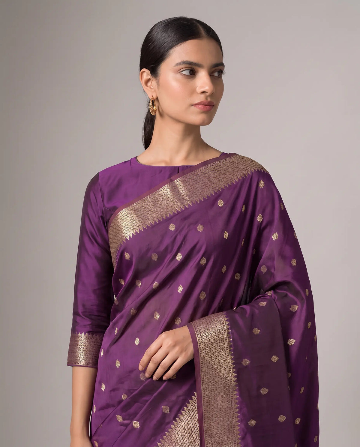Dark Purple Fancy Silk Zari Butti Saree