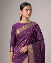 Dark Purple Fancy Silk Zari Butti Saree