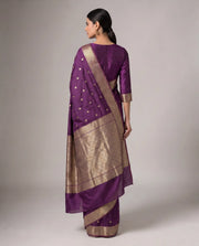Dark Purple Fancy Silk Zari Butti Saree