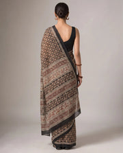 Black & Beige Cotton Ethnic Printed Saree