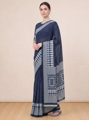 Classic Blue Cotton Traditional Printed Saree