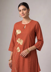 Rust Embroidered A-Line Co-ord Set