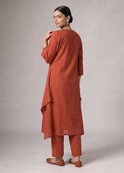 Rust Embroidered A-Line Co-ord Set