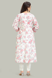 Off White Chanderi Straight Embroidered Kurta Pant and Dupatta Suit Set