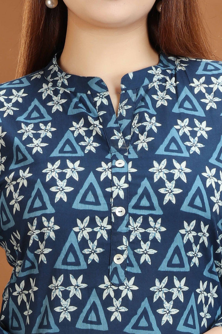 Indigo Jaipuri Cotton Straight Printed Kurta