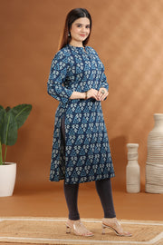 Indigo Jaipuri Cotton Straight Printed Kurta